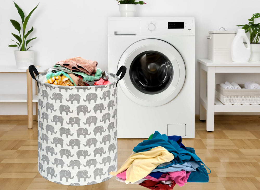 ACMUUNI round laundry basket with handles portable dorm laundry