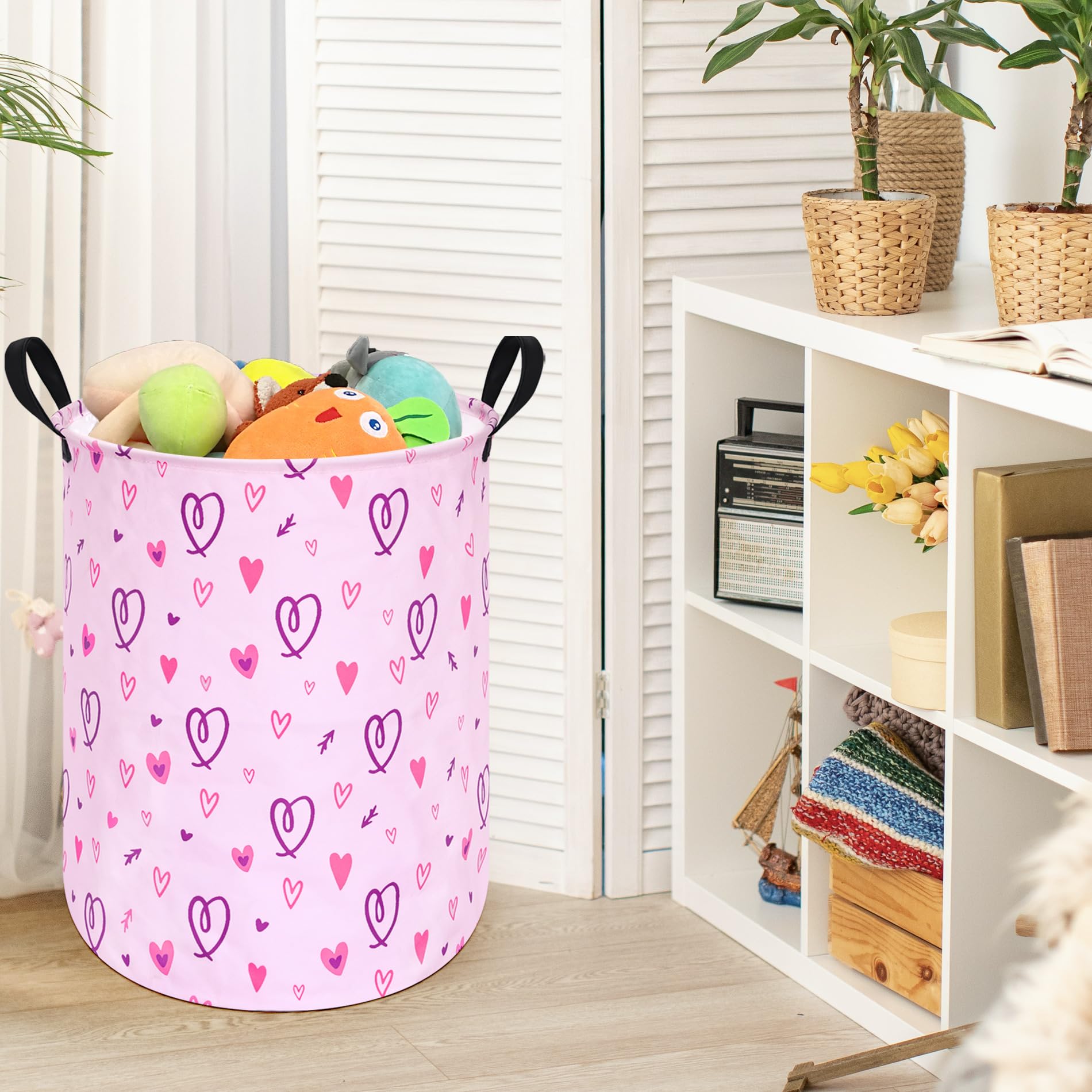 ACMUUNI pink laundry hamper with sturdy handles for effortless transport