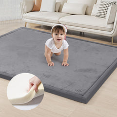 ACOMOPACK baby play mat with thick memory foam provides plush cushioning for crawling and tummy time.
