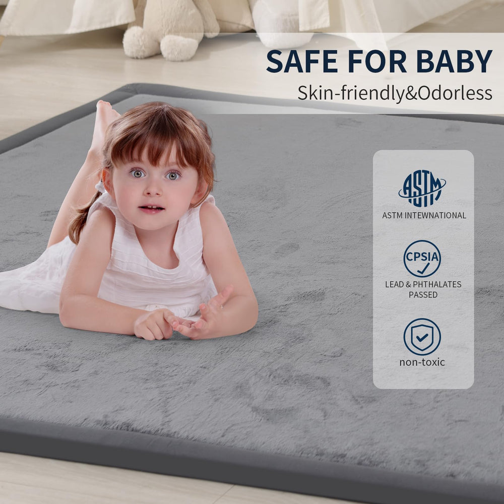 ACOMOPACK mat used as versatile living room and nursery surface for play and seating.