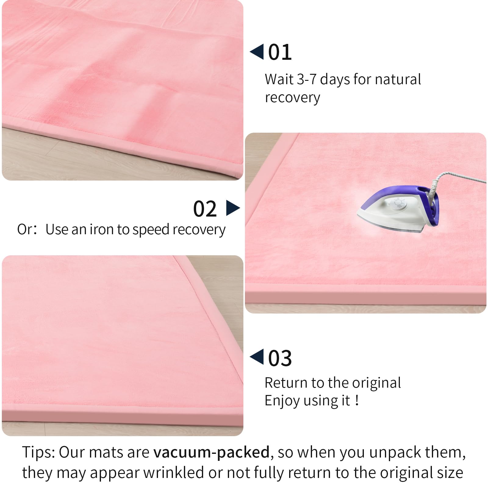 ACOMOPACK Easy care image shows simple vacuuming or wipe-down cleaning.