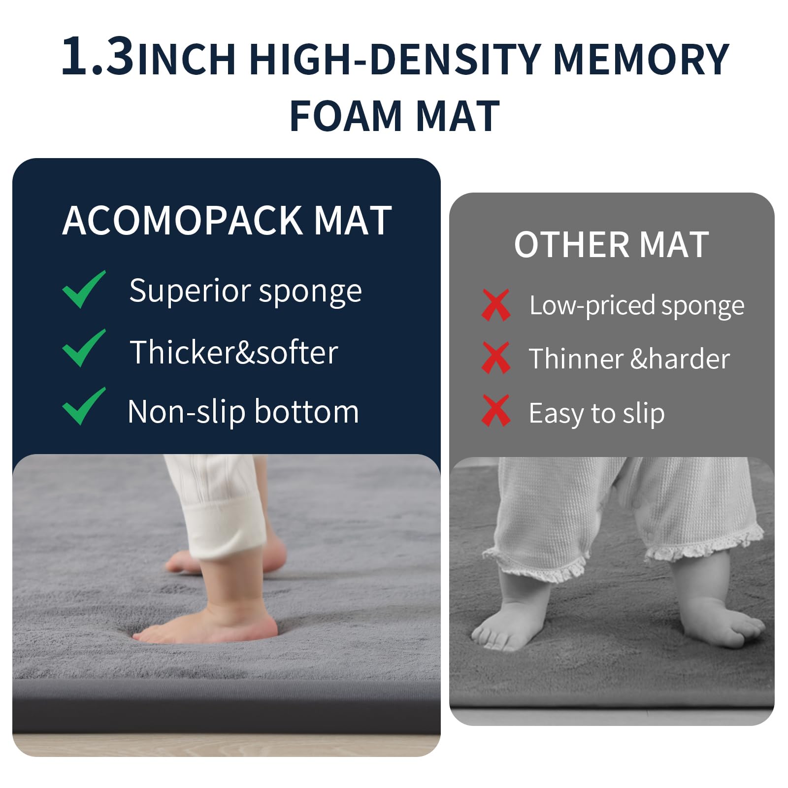 ACOMOPACK baby play mat dark grey color blends with home decor for cozy spaces