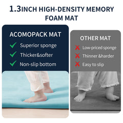 ACOMOPACK baby play mat with non-slip backing prevents movement during play.