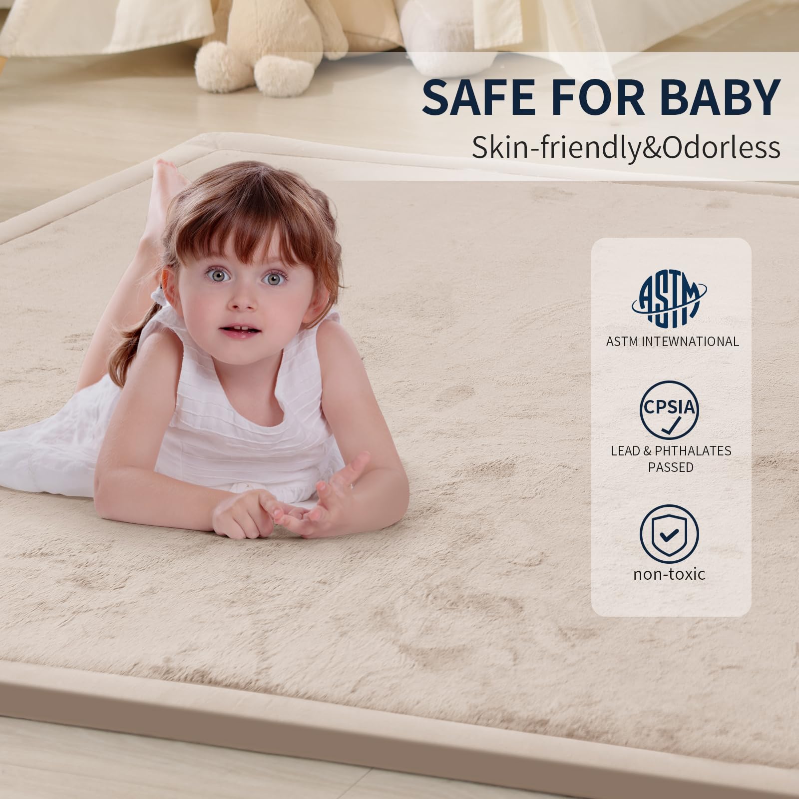 ACOMOPACK Baby Play Mat shown in living room setup as a safe play zone