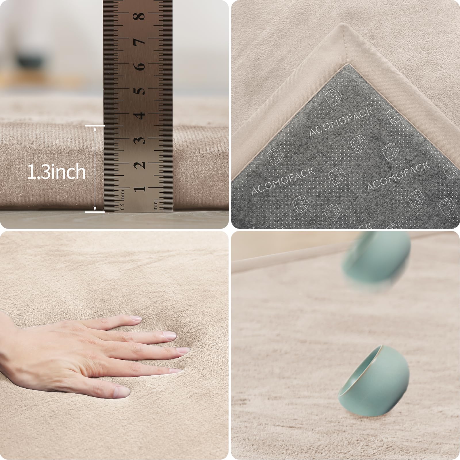 ACOMOPACK memory foam closeup shows slow-rebound support for gentle baby landing.