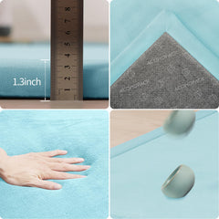 ACOMOPACK memory foam close-up shows plush cushion and breathable surface for soft play