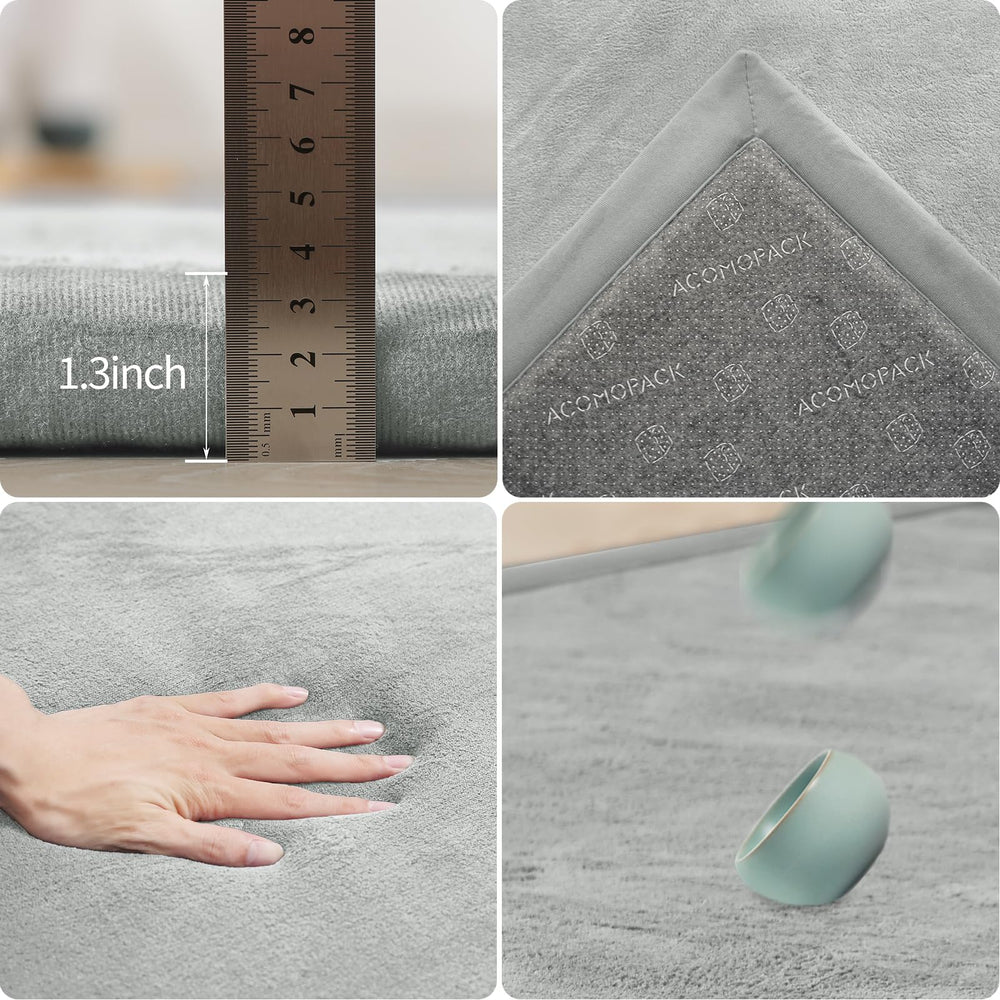 ACOMOPACK play mat with non-slip bottom helps prevent movement during tummy time.