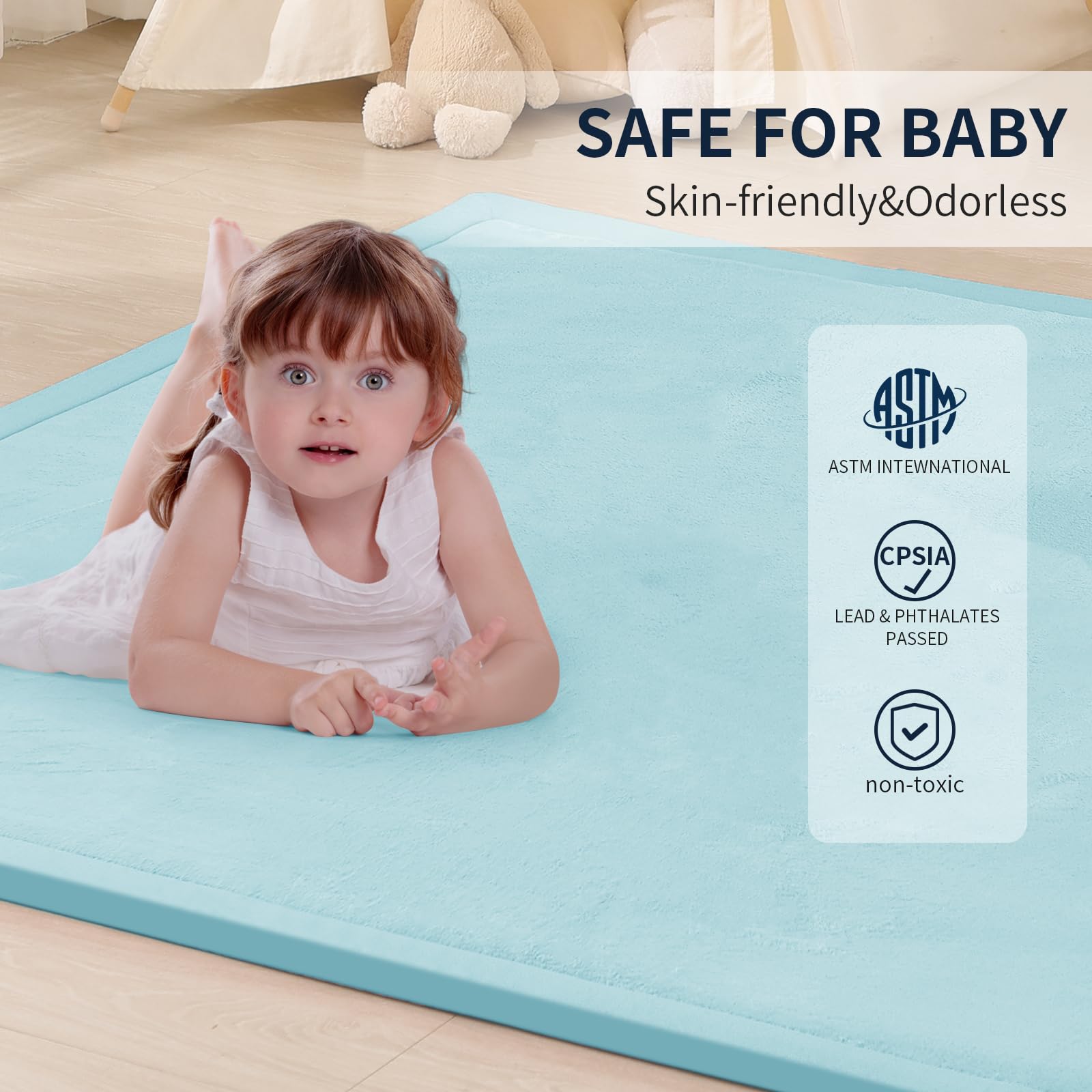 ACOMOPACK tummy-time setup shows baby lifting head with cushioned support