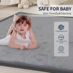 ACOMOPACK baby play mat velvet texture close-up emphasizes soft, skin-friendly surface for gentle play