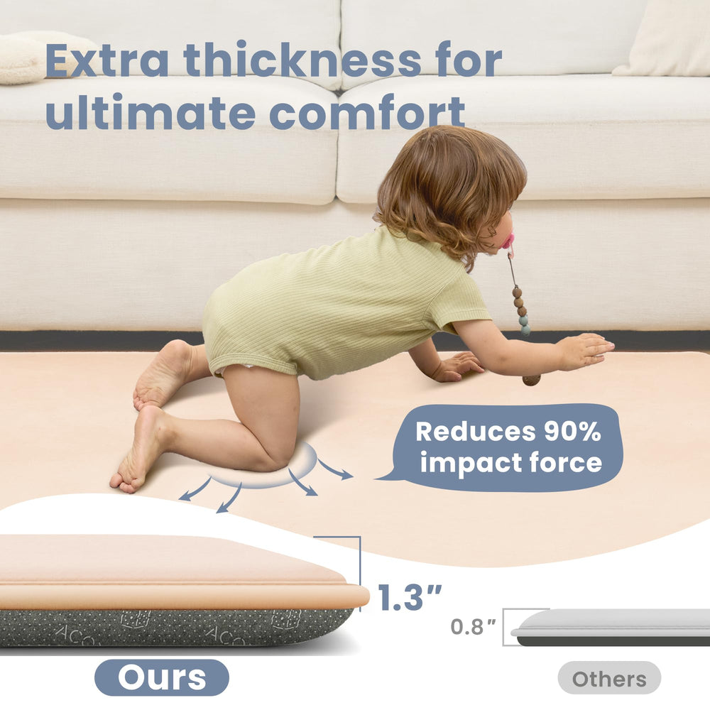 ACOMOPACK memory foam thick mat cushions crawlers on hard floors.