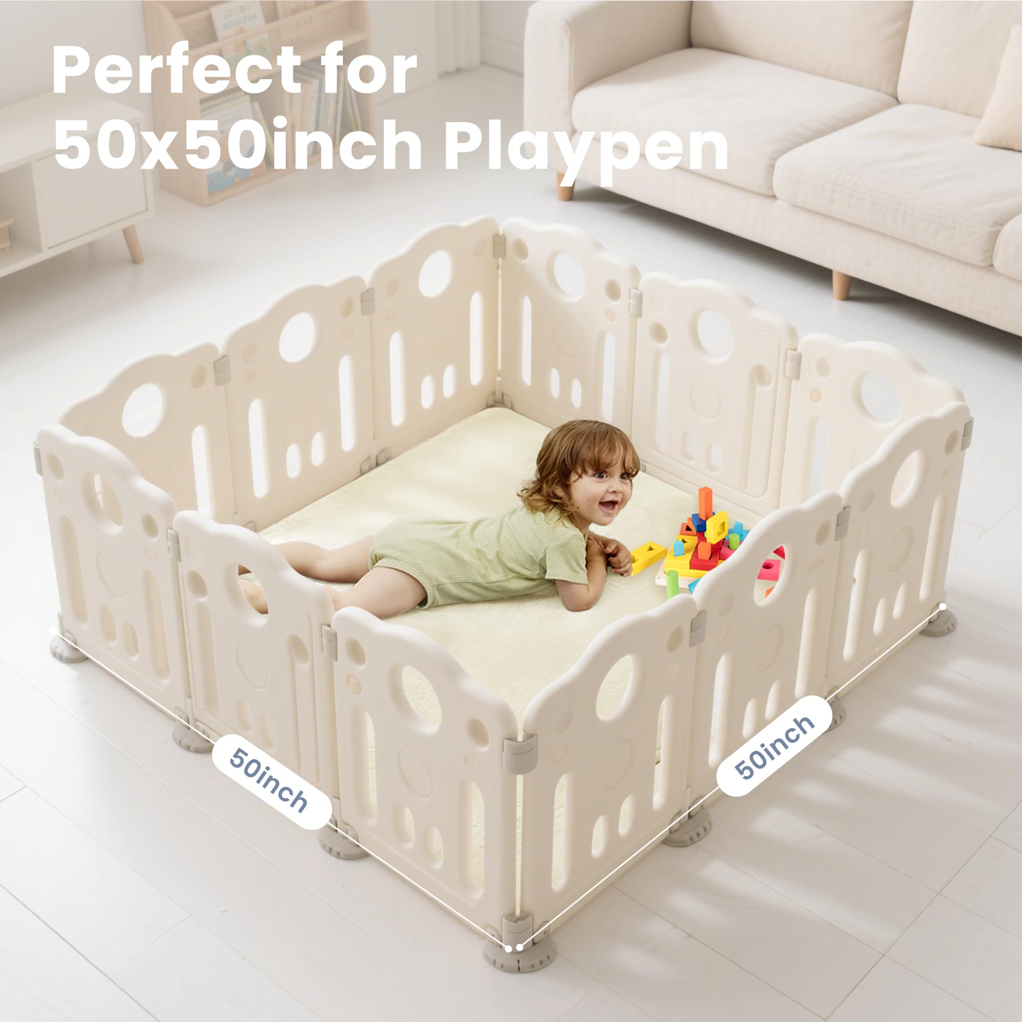 ACOMOPACK non-slip bottom image illustrates stable floor mat for safe tummy time and play.