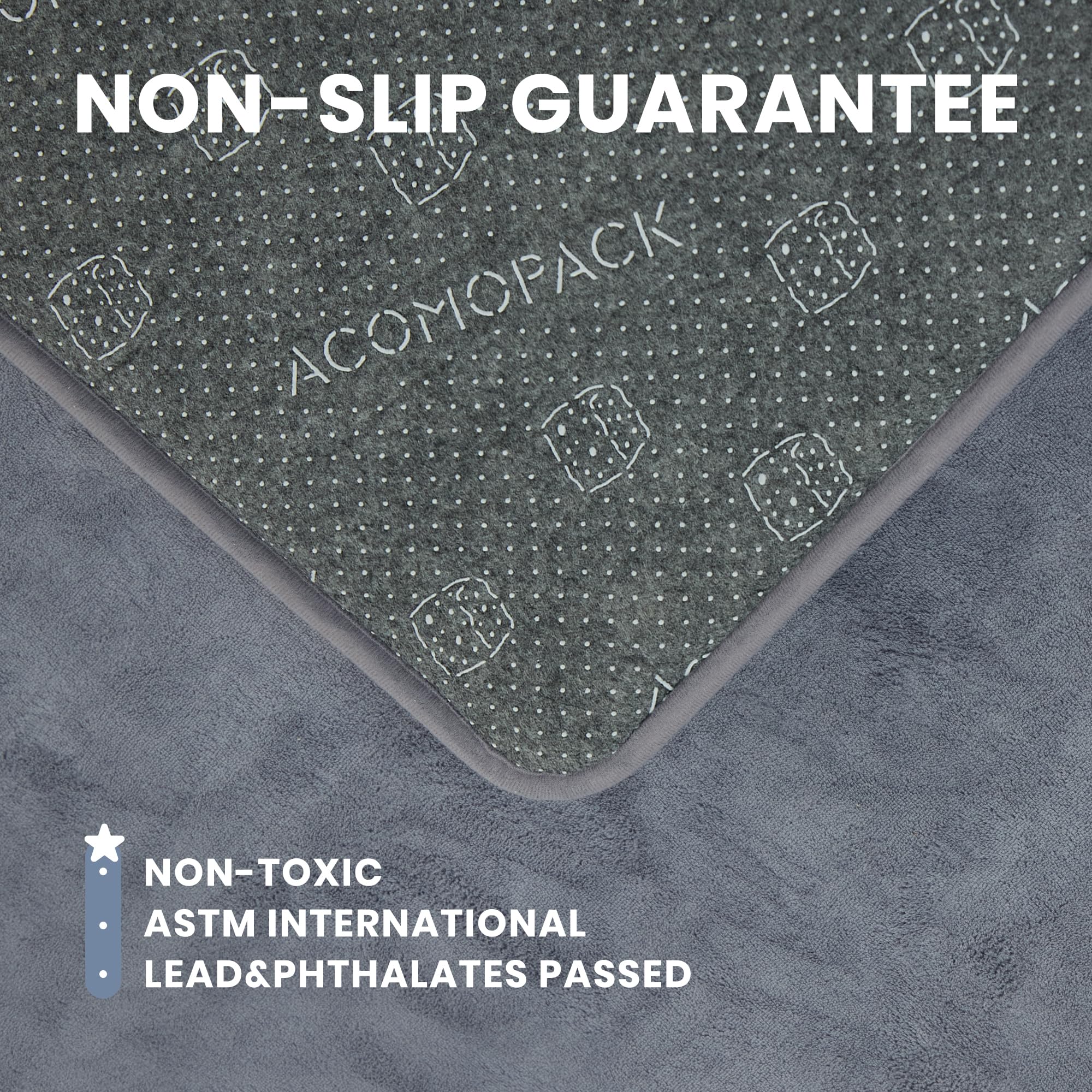 ACOMOPACK non-toxic safety certifications image referencing ASTM CPSIA OEKO-TEX compliance.