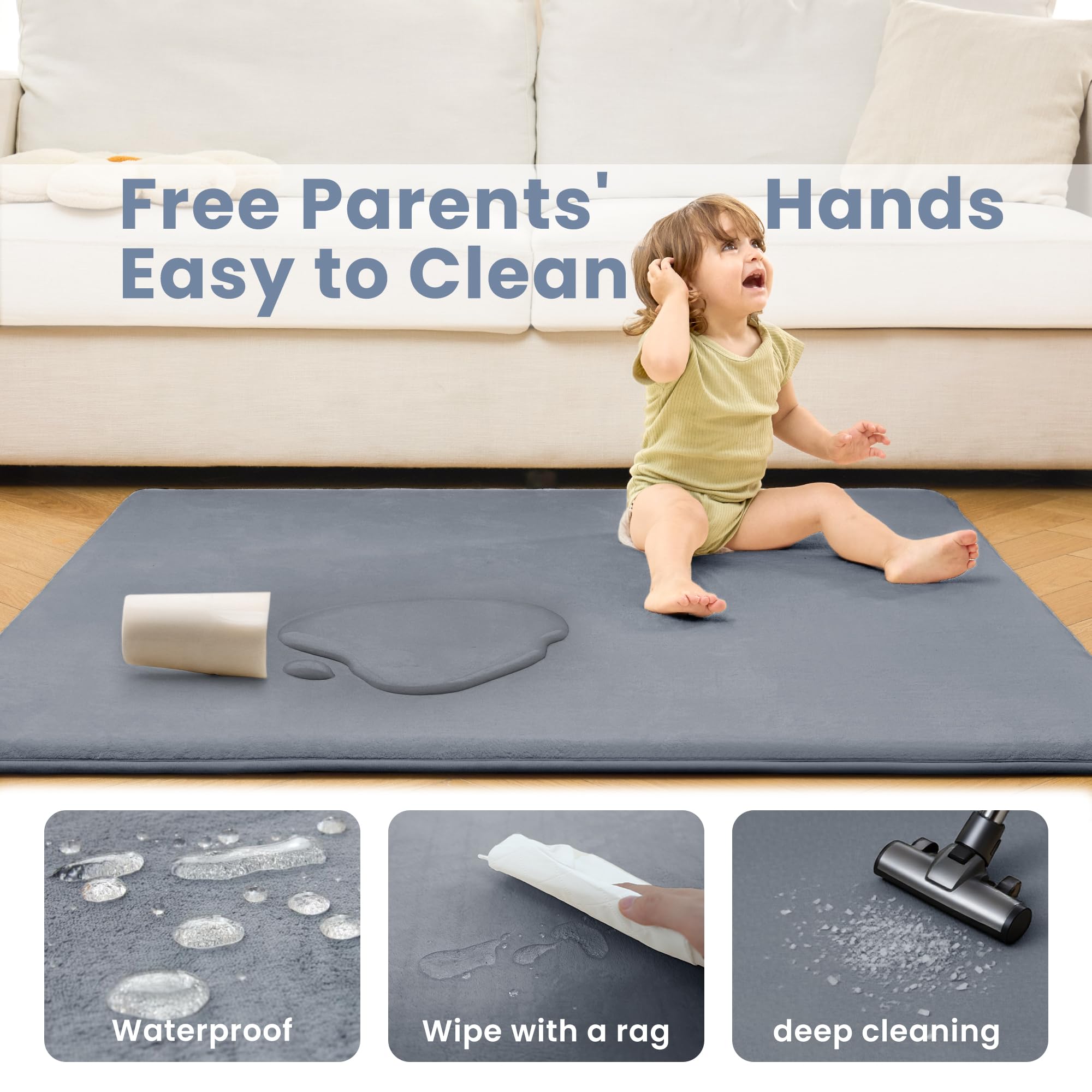 ACOMOPACK versatile use image showing tummy time, yoga, and cozy play area.