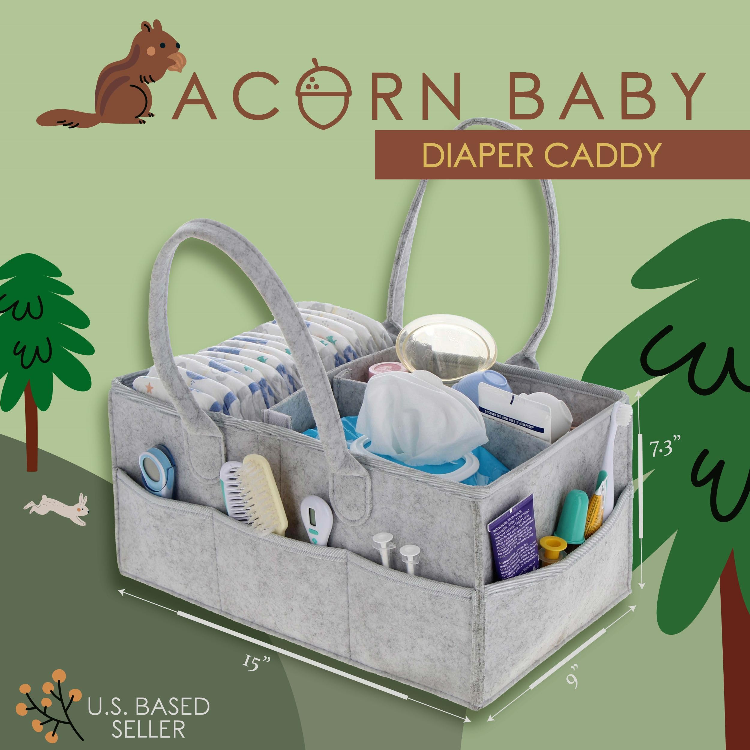Acorn Baby marble gray organizer with handles ideal for car trips and nursery transport