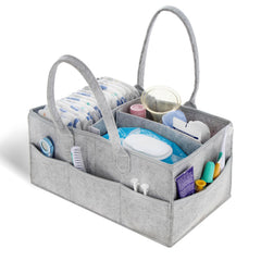 Acorn Baby diaper organizer marble gray large front view for diaper and wipe access