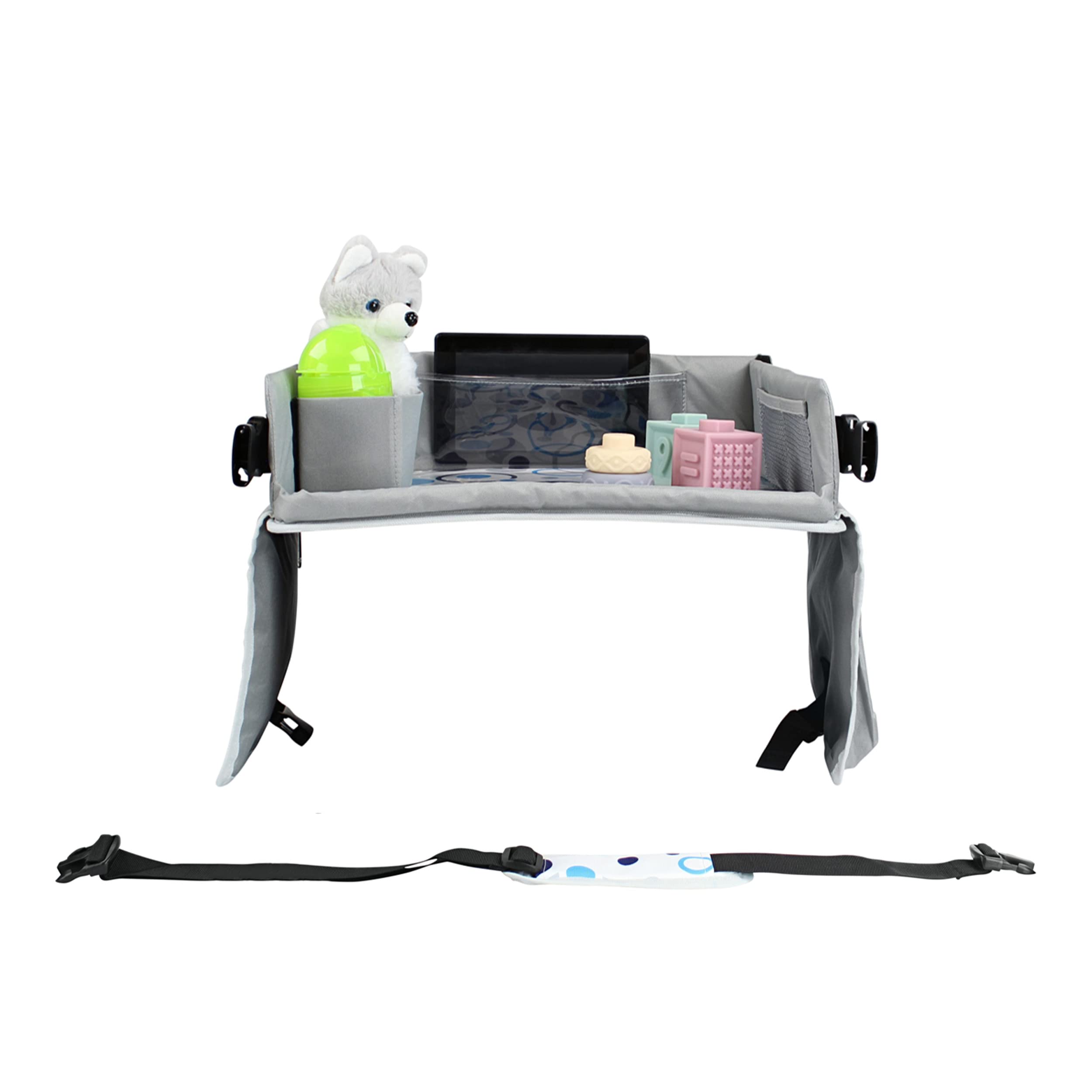 Acorn Baby tablet sleeve and dry erase board scene highlighting creative play on trips.