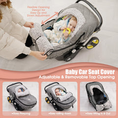 ACRABROS baby car seat canopy featuring thick Sherpa lining for cozy warmth.