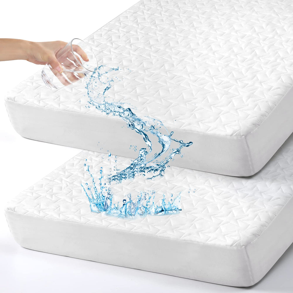 ACRABROS baby waterproof crib mattress pad image with secure elastic edges for a snug fit.