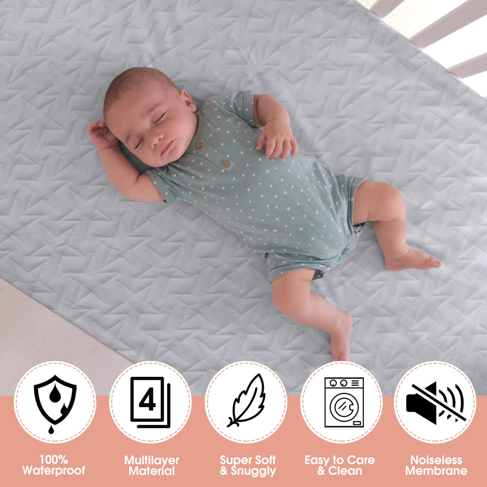ACRABROS baby waterproof crib mattress pad close-up of soft quilted top surface for baby comfort.