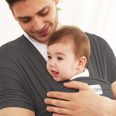 ACRABROS baby wrap in-use shows ergonomic positioning for parent and child.
