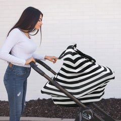 ACRABROS car seat cover with four snaps to secure the fit on most seats.