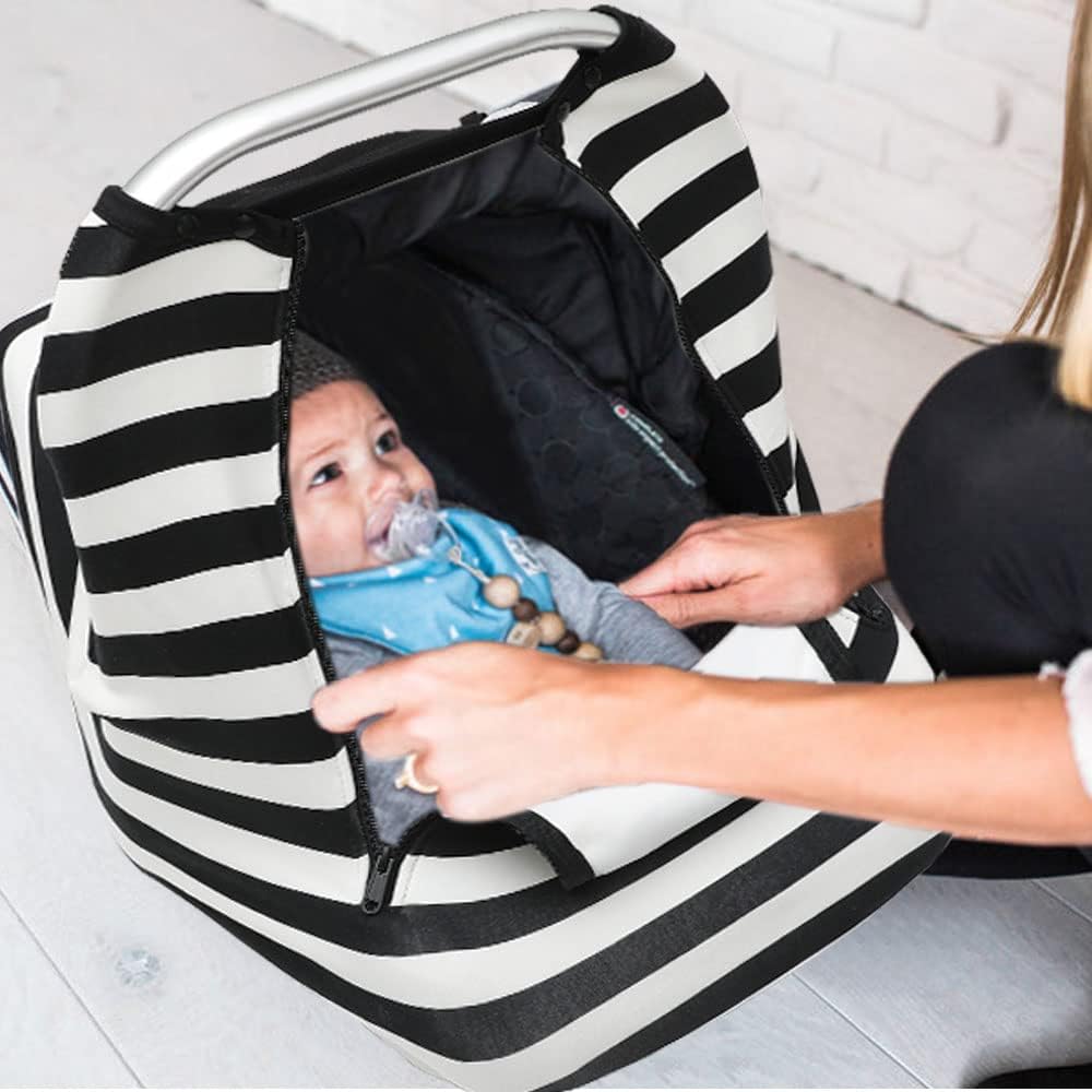 ACRABROS black and white stripe cover styled as gift-ready for new moms.