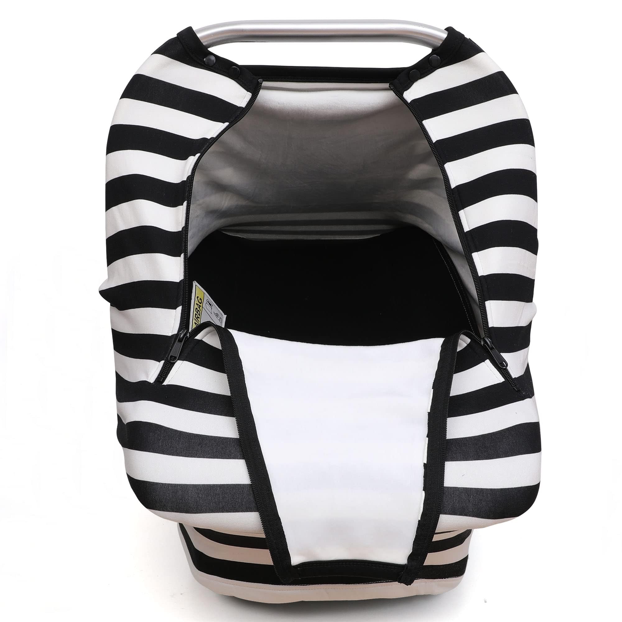 ACRABROS car seat cover with peeping window and mesh for easy monitoring of baby.