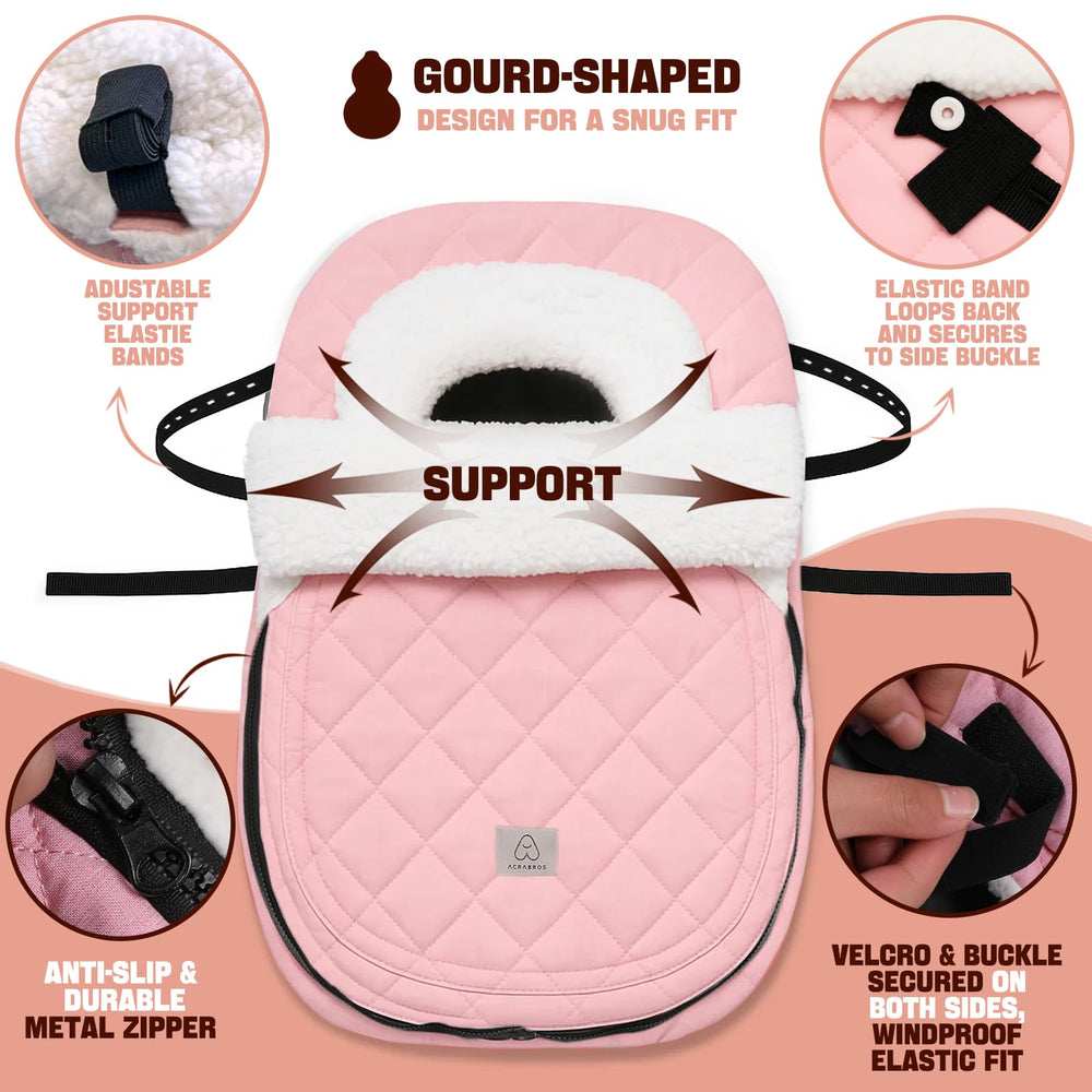 ACRABROS sherpa-lined warm car seat cover provides plush comfort for newborns