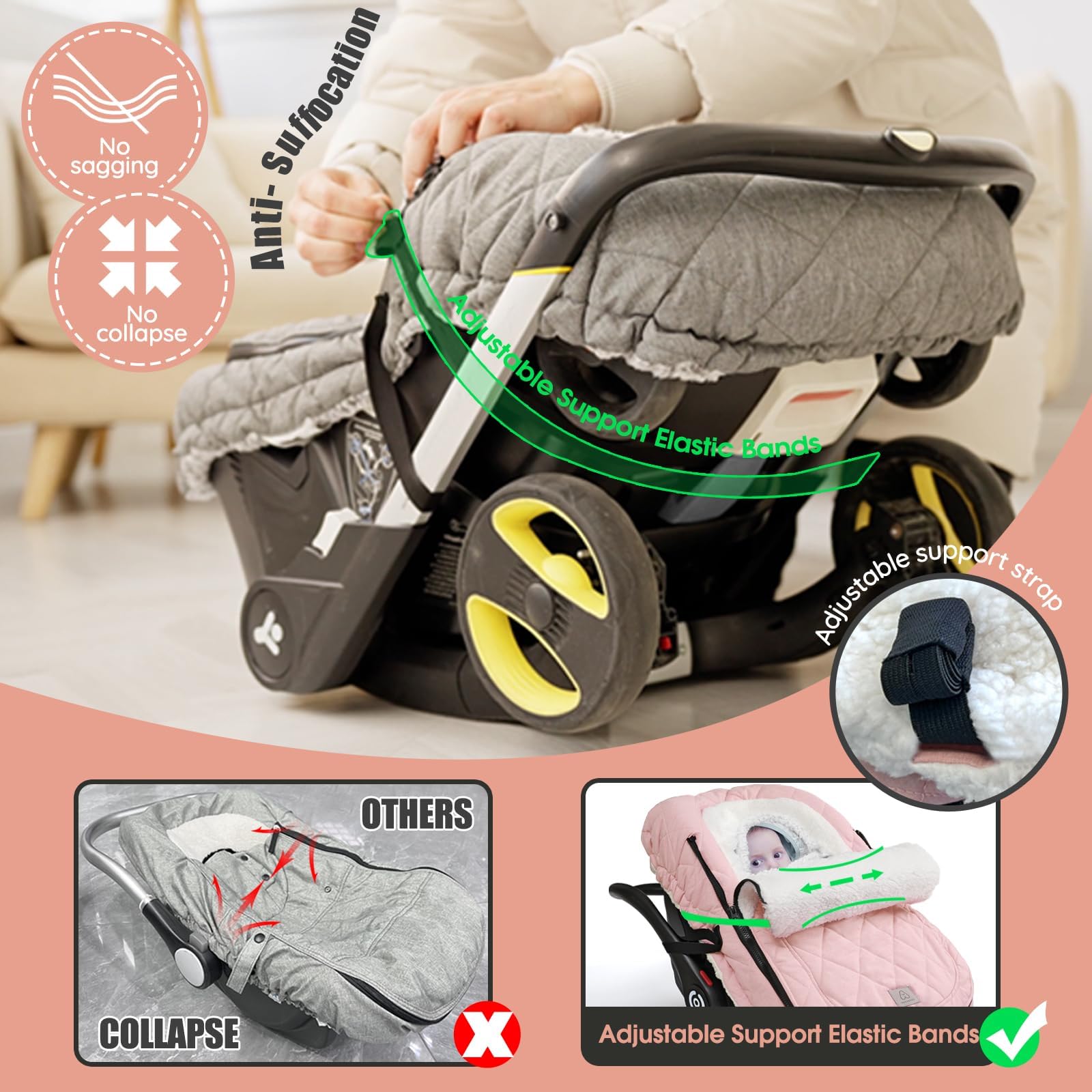 ACRABROS stylish gift-worthy pink car seat cover adds chic practicality