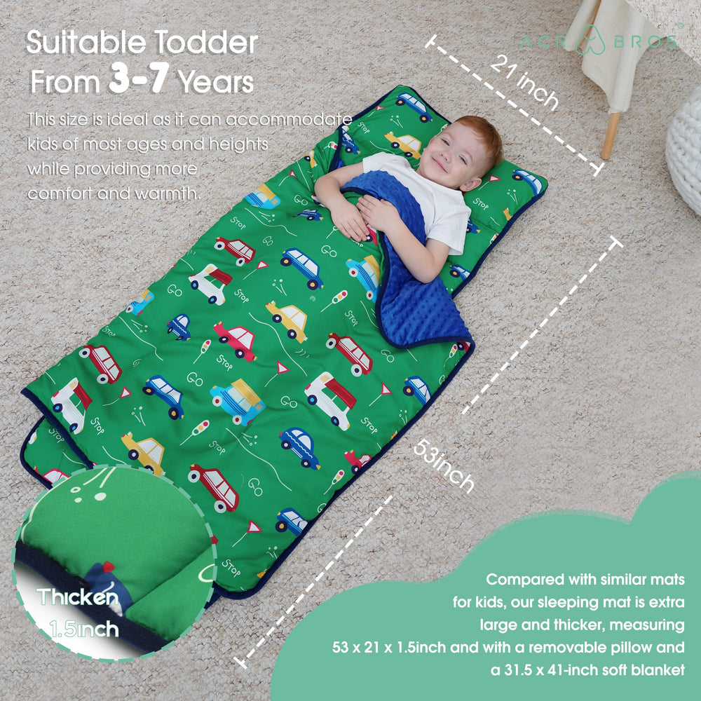 ACRABROS nap mat dimension-53x21 highlights roomy space for growing kids.