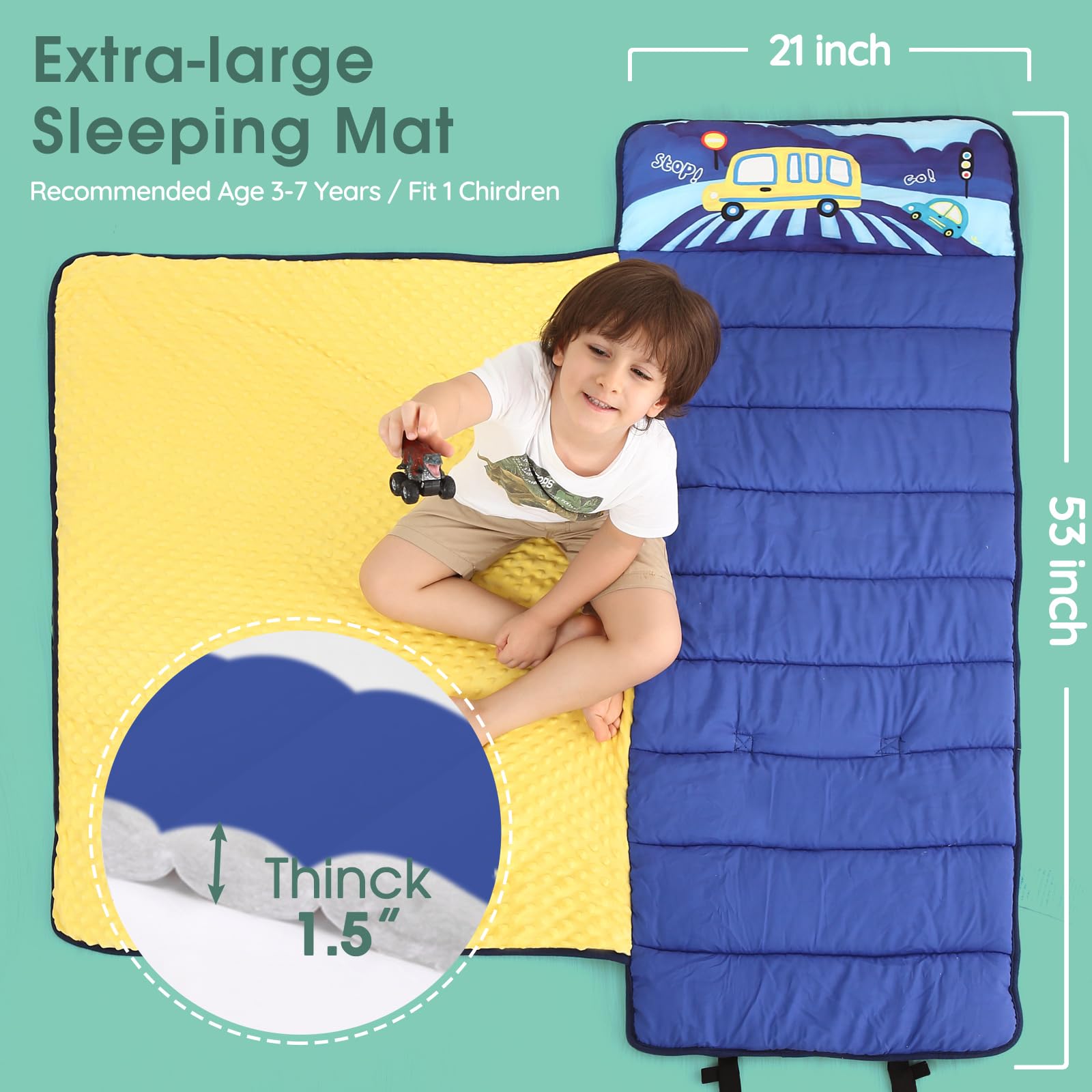 ACRABROS nap mat with removable pillow; adjustable comfort