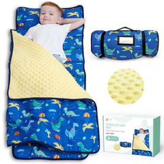 ACRABROS dinosaur rolled nap mat for compact travel and cozy naps