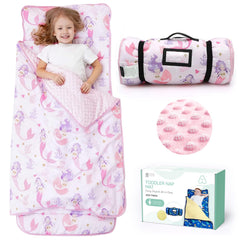 ACRABROS Mermaid nap mat design shows soft fabric and cozy pillow