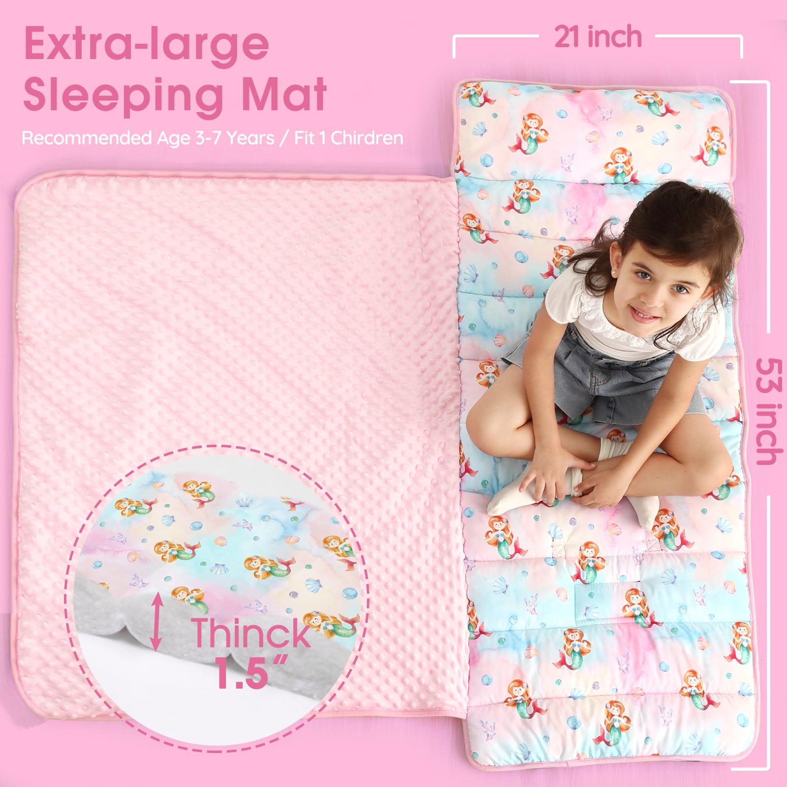 ACRABROS nap mat with minky dot lining adds plush feel