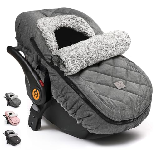 ACRABROS winter infant car seat cover with zipper peep window for quick checks.