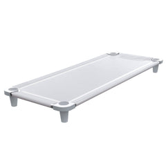 Acrimet nap cot frame in stainless steel offers sturdy daily support for resting children.