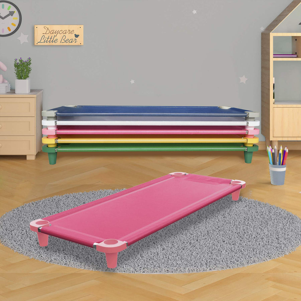 Acrimet Nap Cot pink-feet detail emphasizes stability and cheerful design.