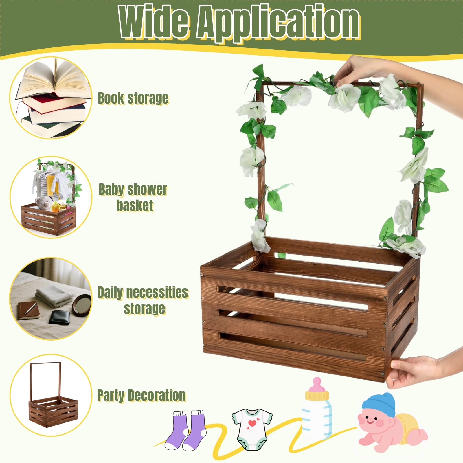Acshio Baby Shower Crate opened for display and post-party storage.