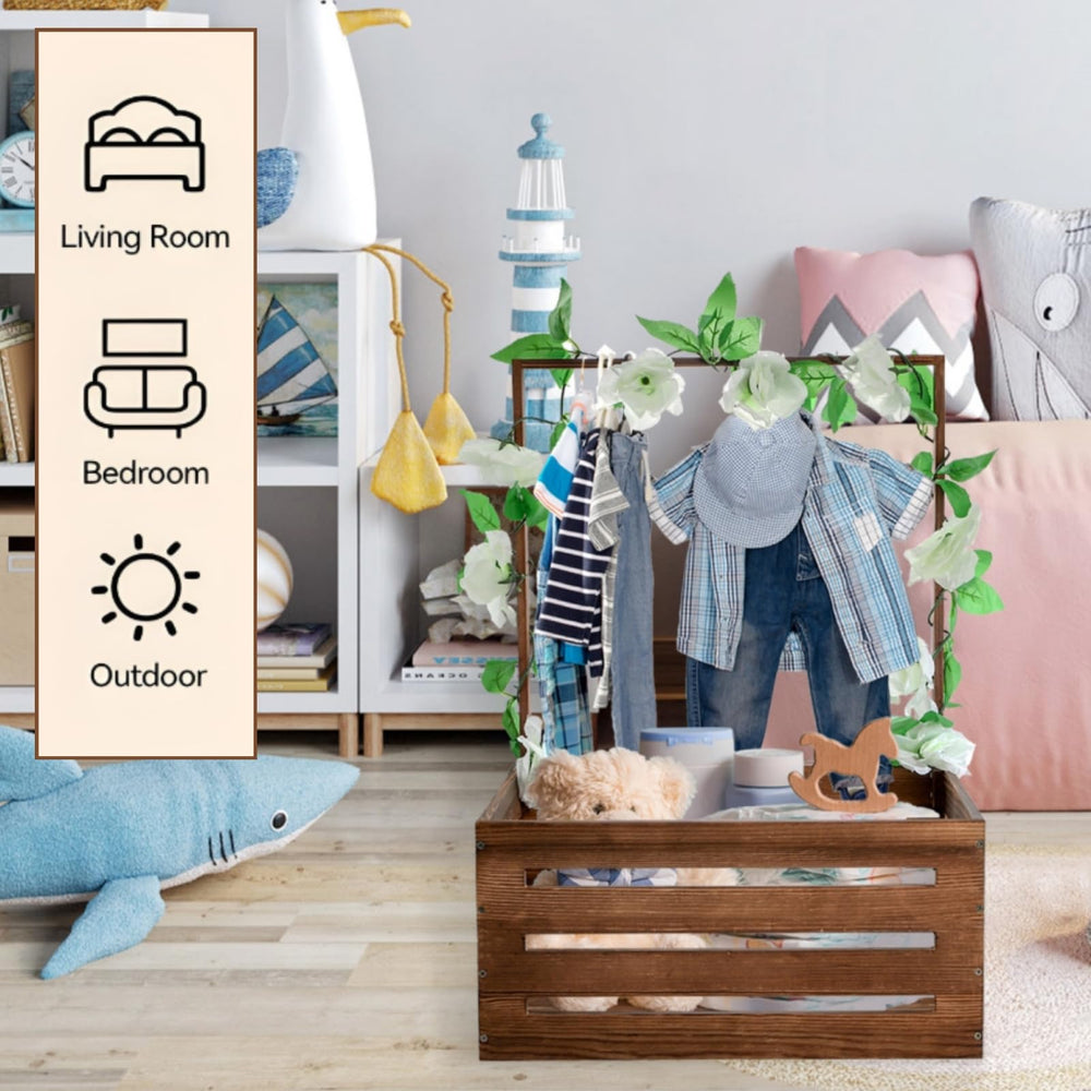 Acshio Wooden crate provides durable, natural wood construction.