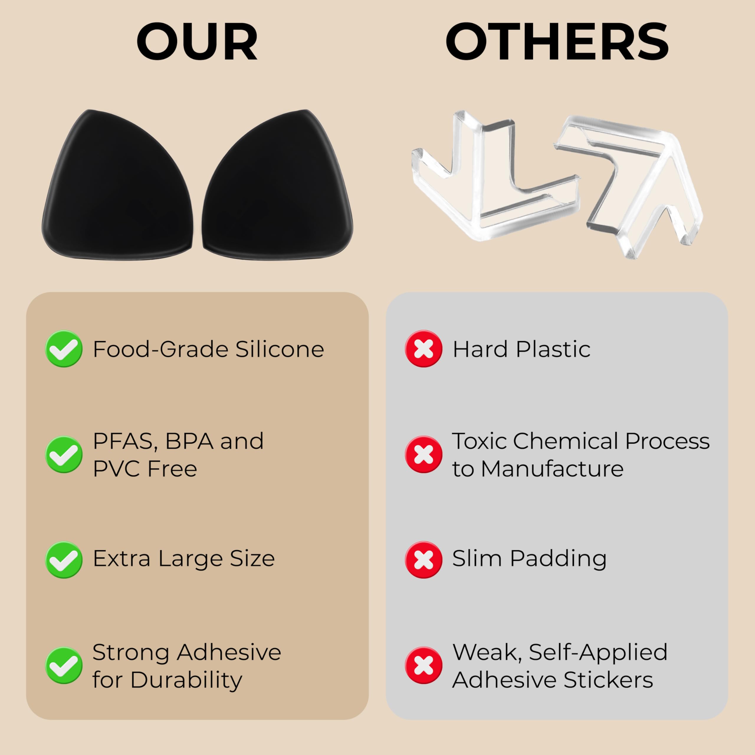 Acuity Modern matte-black corner protector blends with dark furniture for subtle safety.