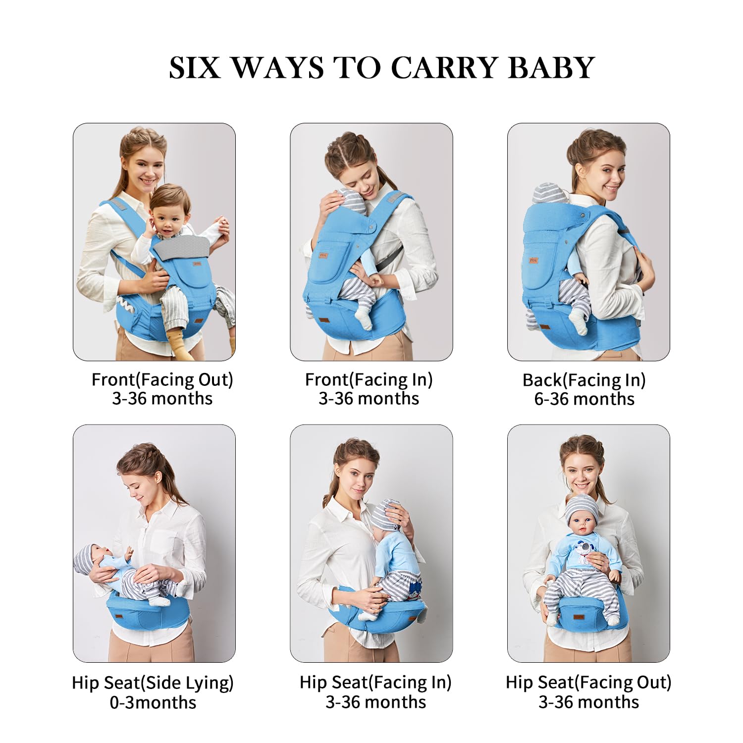 Acumas baby carrier hip seat blue wearing-mom scene suggests hands-free versatility