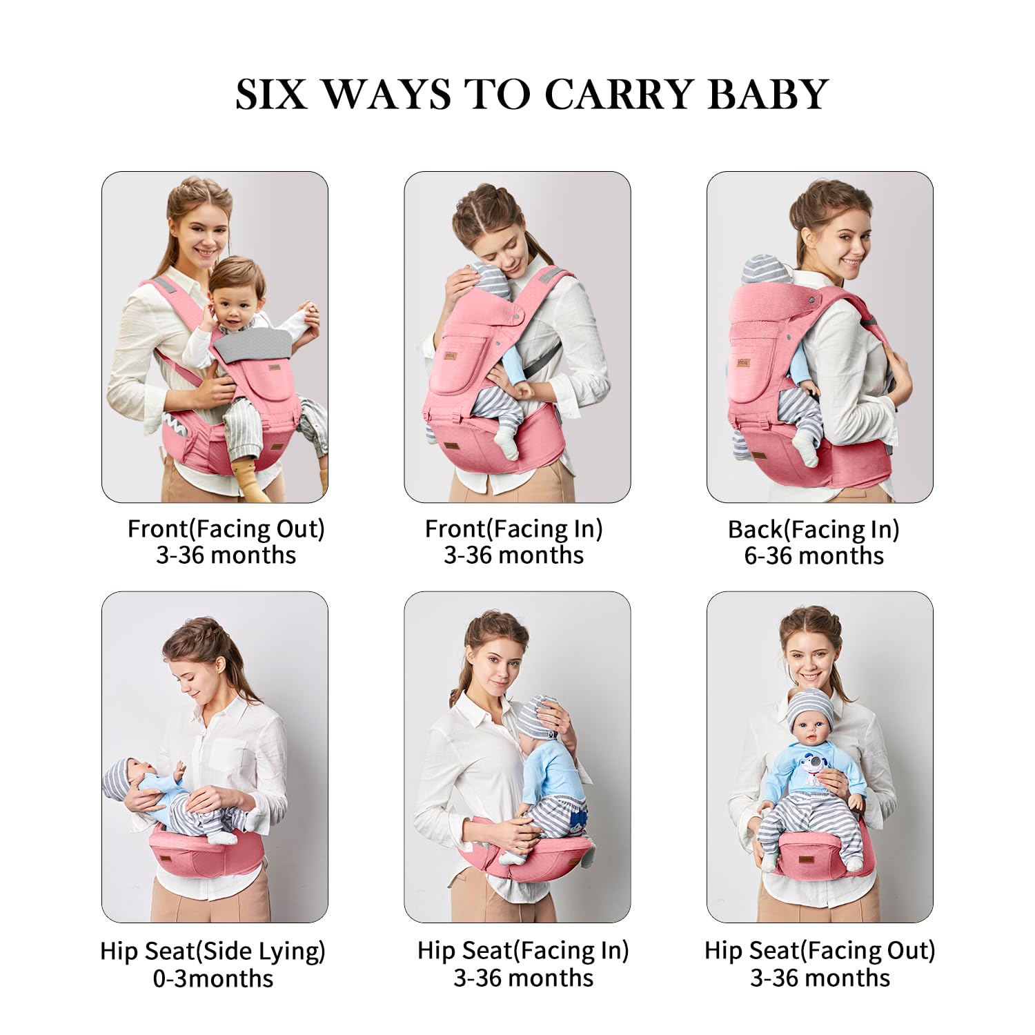 Acumas pink hip-seat detail shot emphasizes thick straps and durable fabric.
