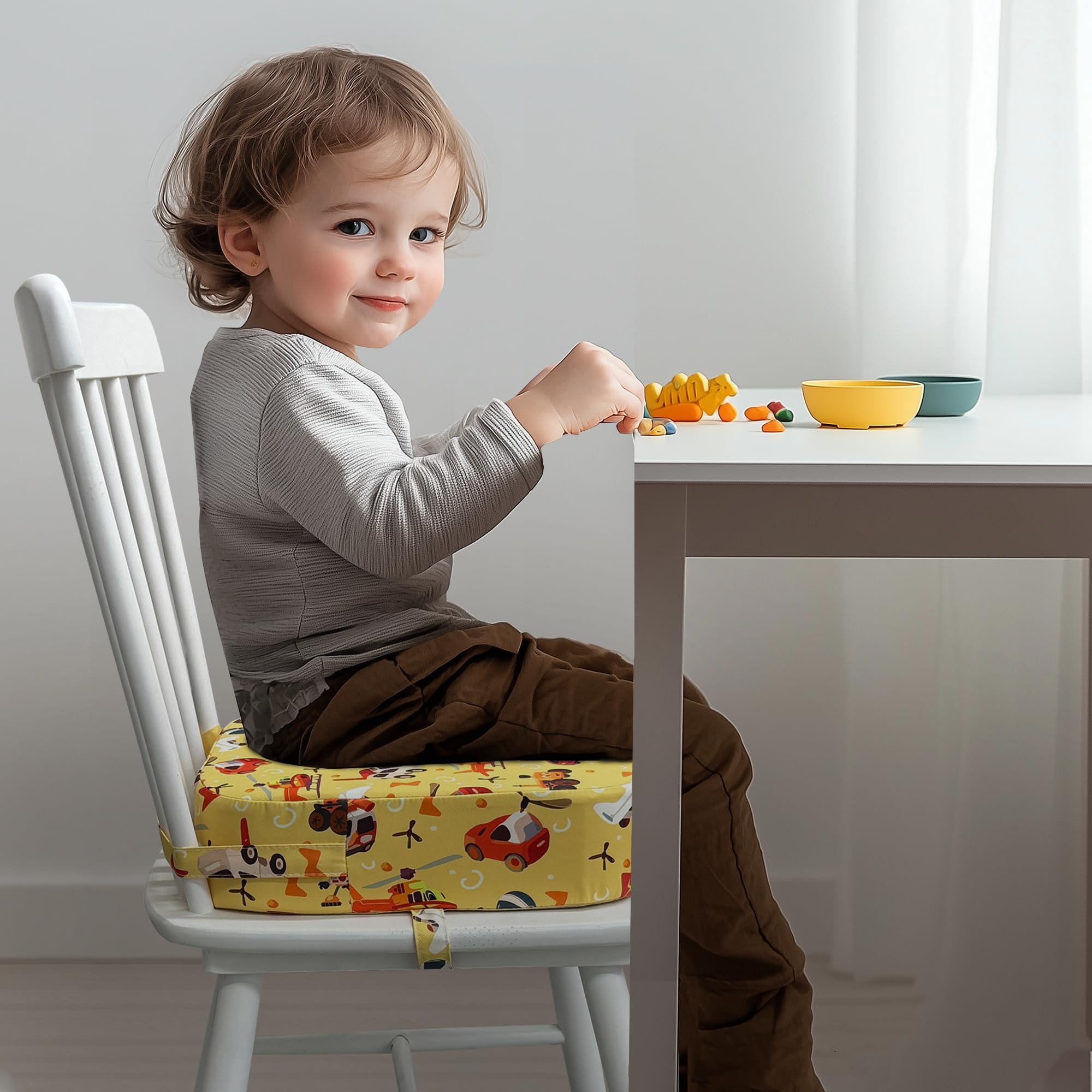 Acxseo oxford foam cushion showing 3.5-inch height for better dining posture.