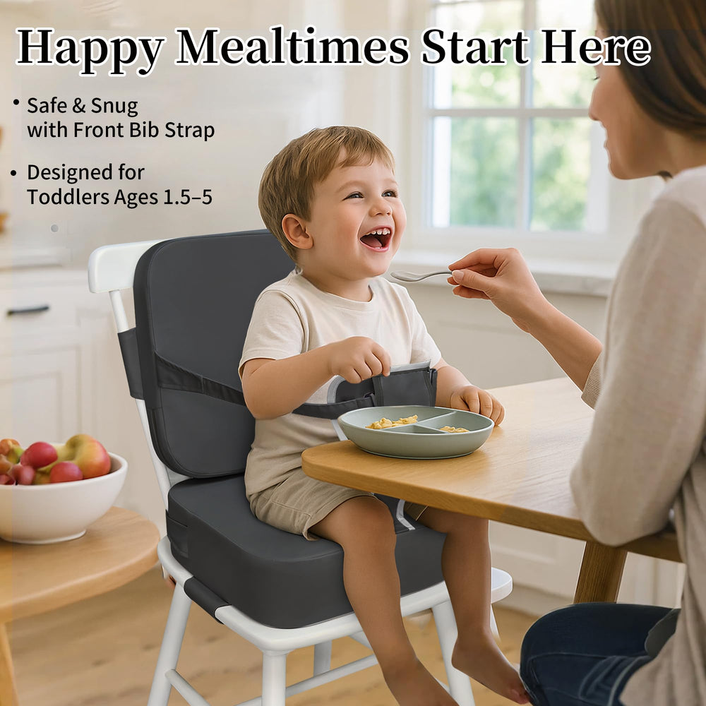 Acxseo Toddler Booster Seat backrest close-up highlights supportive upright positioning.