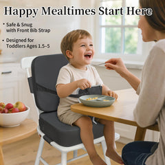 Acxseo Toddler Booster Seat backrest close-up highlights supportive upright positioning.