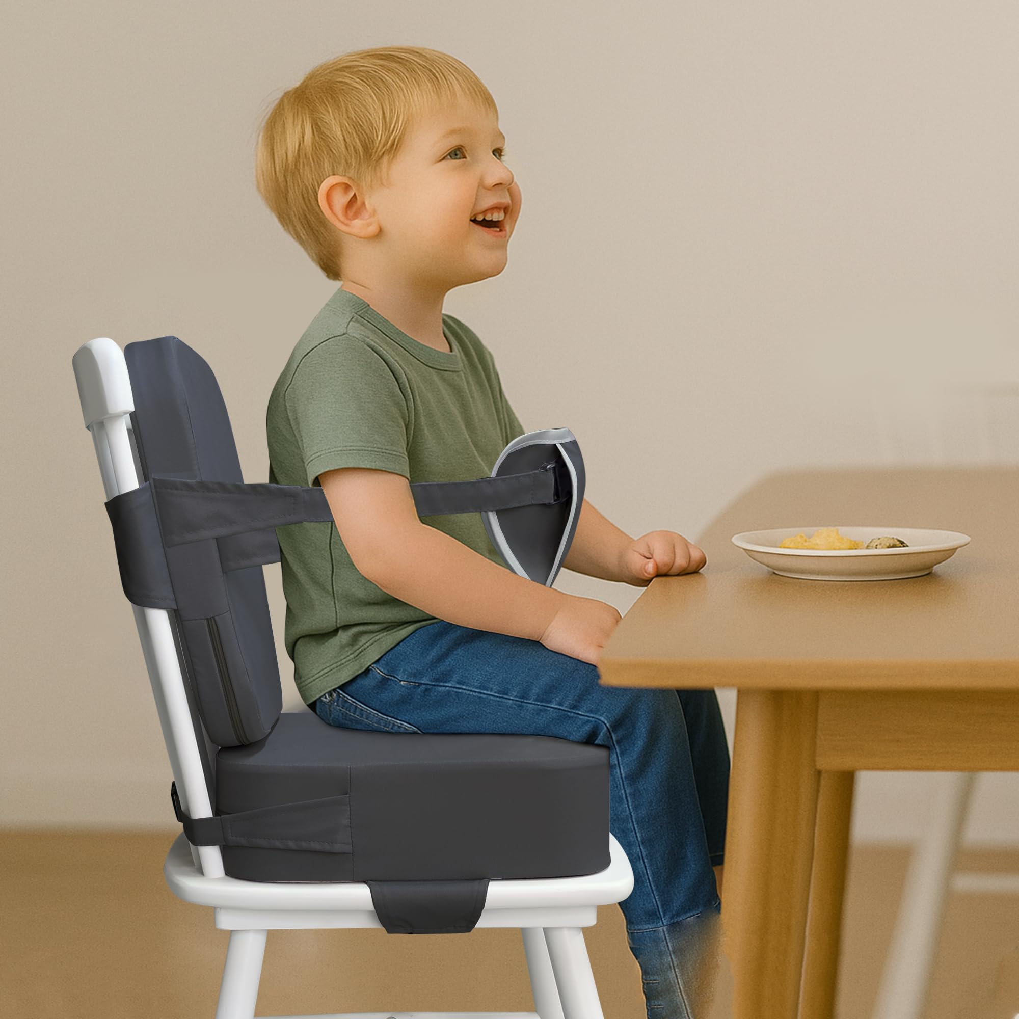 Acxseo booster seat fits most dining chairs for flexible seating.