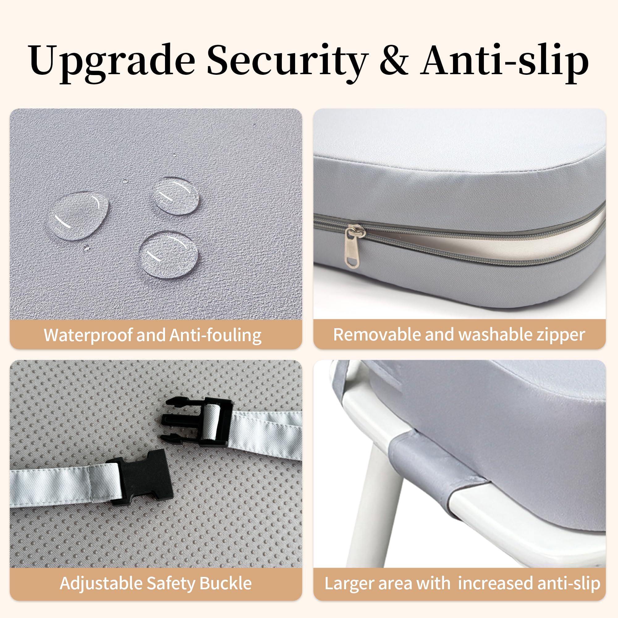 Acxseo booster seat easy-clean surface after spills.
