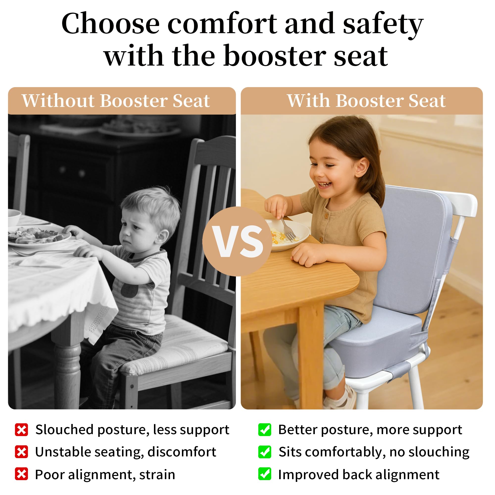 Acxseo booster seat waterproof Oxford surface resists spills for busy kitchens.
