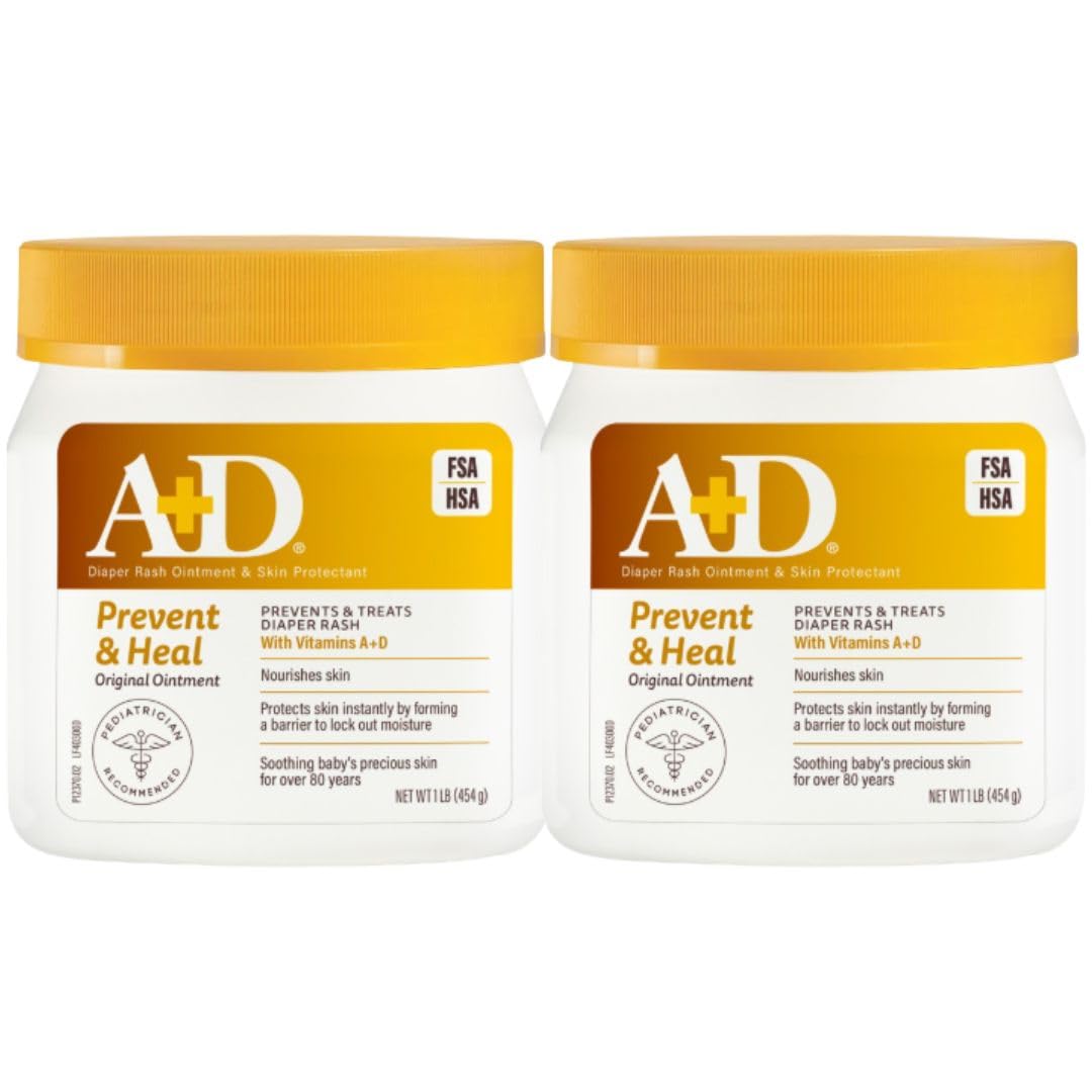 A+D Original Diaper Rash Ointment jar provides barrier protection for delicate baby skin.