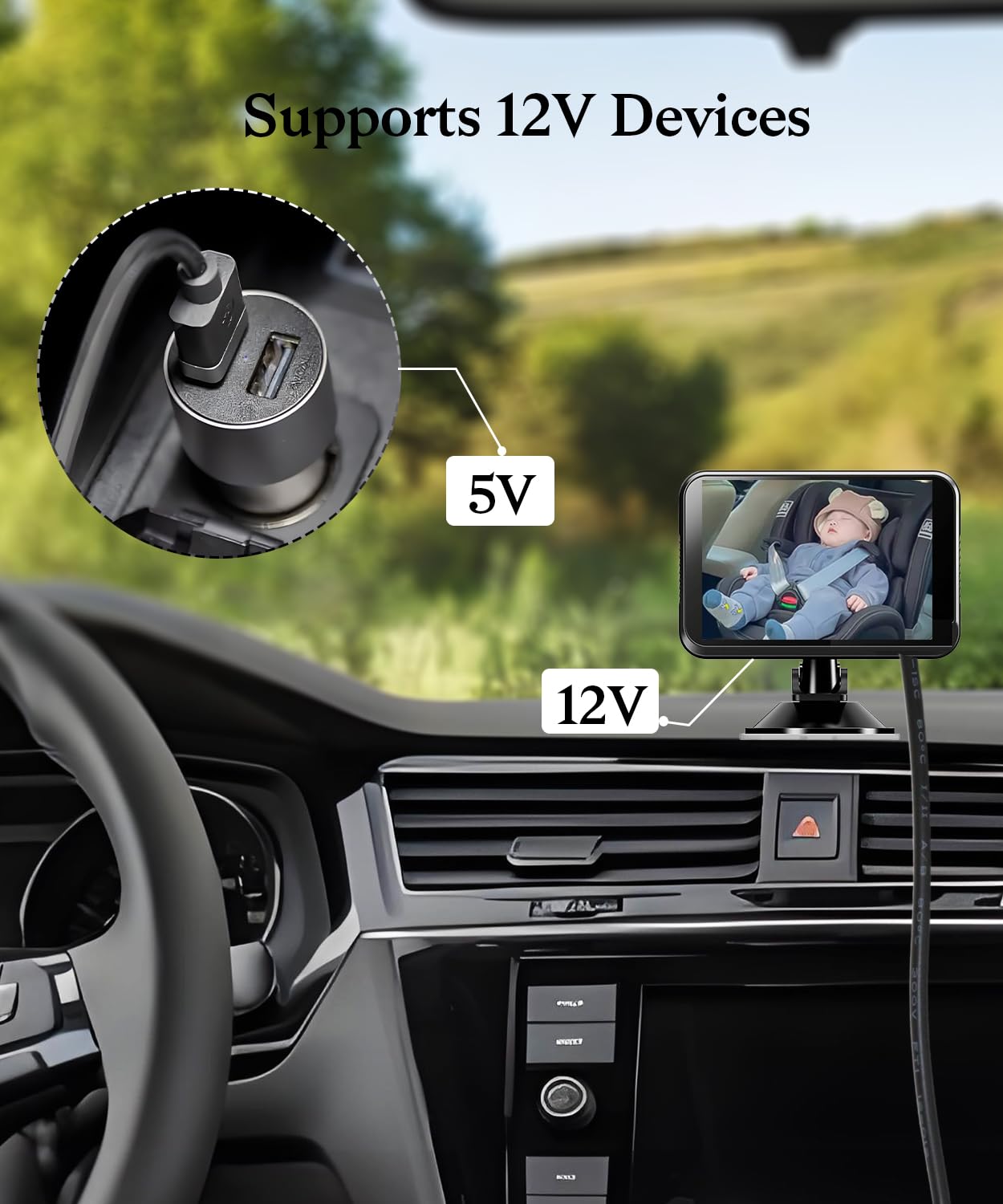 Adabuli car camera powered on the road with reliable power.